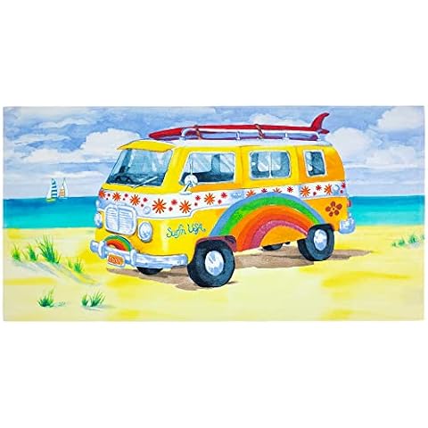 Beachland Surf Van Beach Towel 30 x 60 inch 100% Cotton Peace and Love Surfin USA Van Towel Cover