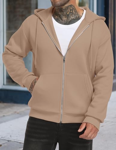 Men's Zip Up Fleece Hoodie Casual Solid Winter Sweatshirt with Pockets Long Sleeve Fashion Basic Hooded Jacket4