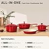 DishDelight Enameled Cast Iron Cookware Set, 7 Piece Induction Dutch Oven Set with Lid, Red Pots and Pans Set Nonstick, PFOA&PFAS Free #1