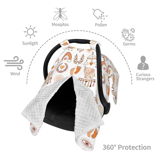 Image of Boho Baby Car Seat Canopy Cover, Nursing Cover for Newborn, Boho Baby Stuff Stroller Cover for All Seasons