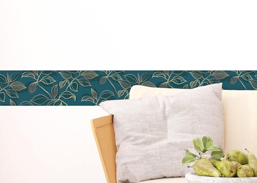 AG Design Selbstklebende Bordüre Blätter, AWB 8404 | Wasserfest Dekoration für Wände, Möbel, Tapeten, Wandverkleidungen und Türen, Folie, Mehrfarbig | Breite 500 cm x Höhe 13.8 cm
