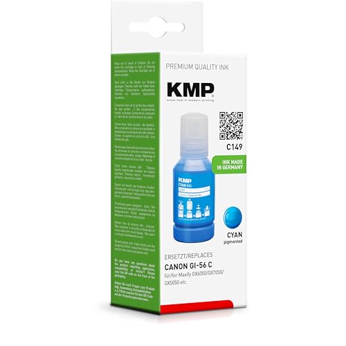 KMP Recharge d'encre pour Canon GI56 Compatible avec Canon Maxify GX 3040 GX 3050 GX 4040 GX 4050 GX 5050 GX 6050 GX 7050 GX 7050 X GX 7055 GX 7050 Series Jaune