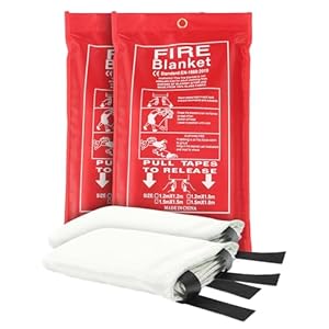 2 Packs 47″ x 47″ Fiberglass Emergency Fire Blanket for Home and Kitchen Camping Welding BBQ Picnic Fireproof Blanket