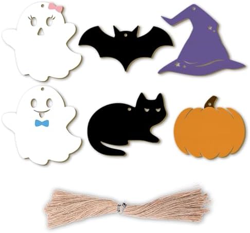 Halloween Basket Tags for Kids Custom Name tag，Wooden Boon Gift T...