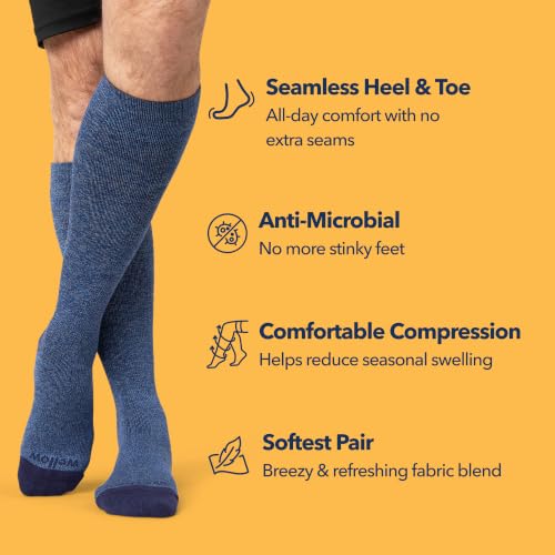 Image of Wellow Knee High Compression Socks for Men & Women, 18-25 mmHg, Bamboo Viscose, Swelling Relief