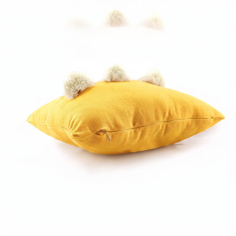 Image of Bird Wing |Set of 2 Sunflower Yellow Colour Decorative Cotton Cushion Covers with Tassels Luxury Pillows Bedroom Bed Decor Covers Sofa Tassel Cushion Cover 50x50 cm 20x20 Inch,