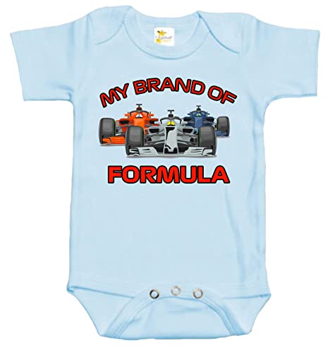 Image of Rapunzie My Brand of Formula Baby Bodysuit Cute Formula 1 Baby Clothes for Infants (3-6 Months, Light Blue)