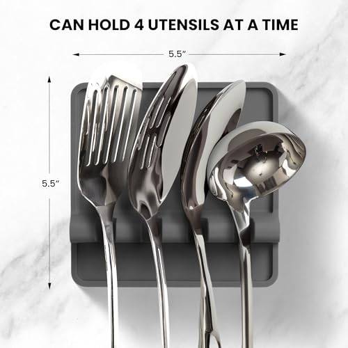 Image of Zulay Kitchen Spoon Rest for Multiple Utensils High Heat-Resistant Silicone Drip Pad, BPA-Free Spoon Holder for Stove Top, Kitchen Gadget Holder for Ladles, Tongs, Cooking Spatula - Makes Great Gift