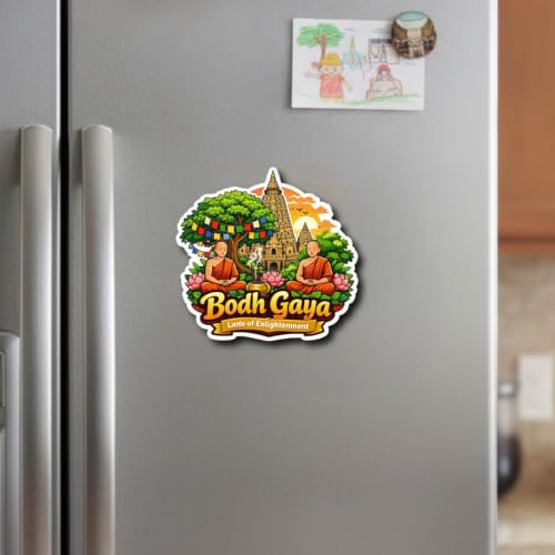 Image of Decorative Fridge Magnet Sticker for Refrigerator | Strong Magnetic Fridge Decor for Kitchen | Reusable Refrigerator Magnet for Home & Office, AG FM Bodh Gaya