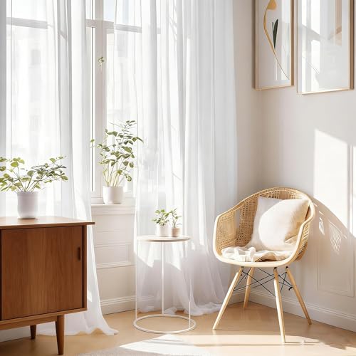 Cortinas blancas voile de 60 x 65 cm con ojal elegante para salón 7