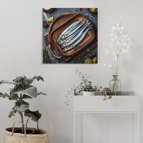 Impression toile sardines abstraite 60x60cm salon bureau