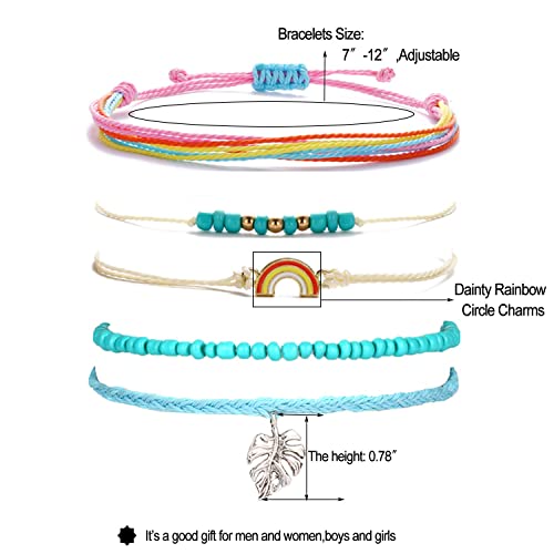 Long Tiantian Sunflower String Bracelets For Teen Girls Ocean Wave Adjustable Waterproof Handmade Friendship Bracelet Trendy Bracelets For Women Bohemian Jewelry Gifts(Lively Maple Set) #TOP6