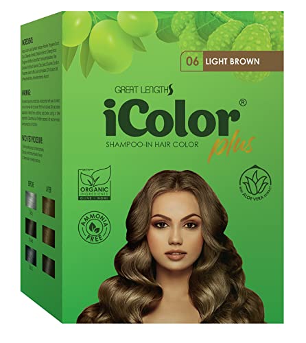 iColor Hair Dye Shampoo Light Brown 30ml per sachet (1.014 ounces) x 10 pcs in a box, shampoo-in hair color, dye, light brown hair in 20-30 minutes, DYI, convenient, easy to use