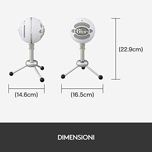 Blue Snowball Microfono USB per Registrazione, Streaming, Podcast, Gaming su PC e Mac, Mic a Condensatore con Modelli Polari Cardioide e Omnidirezionale e Design Retrò Elegante - Bianco - Microfono streaming - Immagine 10