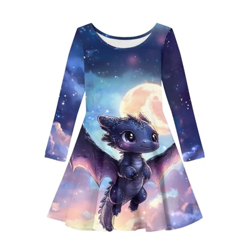 Dresses for Girls 2-14 Years Casual Flared Midi Dress 2025 Fall Long Sleeve Dresses Party A-line Swing Dress