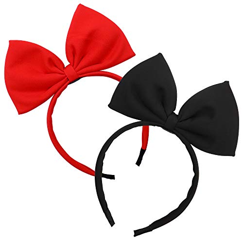 NODG 2 Pieces Bow Headbands Black Bow knot Headbands Bow Hairband Party Decoration Headdress Cosplay Costume Head wear Handmade Headpiece Makeup Hair Accessories