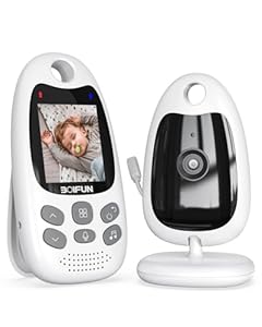 BOIFUN Babyphone mit Kamera 2 Zoll Tragbares Vox-Funktion Temperatursensor Nachtsicht-Video-Babyfon 2,4 Ghz, Intelligentes Standby Baby Monitor Gegensprechanlage Schlaflieder Lange Akkulaufzeit, 720p
