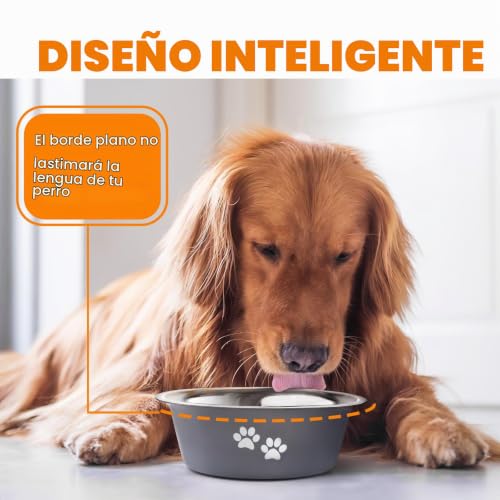 Miniatura 6 de Pettom Comedero Para Perros Gatos 2x1560ml Acero Inoxidable Antideslizante Goma Bebedero Para Comida Agua Tazon Cuenco Para Perro Gato Mascotas Tazón Plato, 2 Unidades