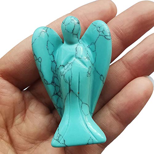 Energiesteine Lovionus89 Grünes Howlite-Türkis Engel Statue