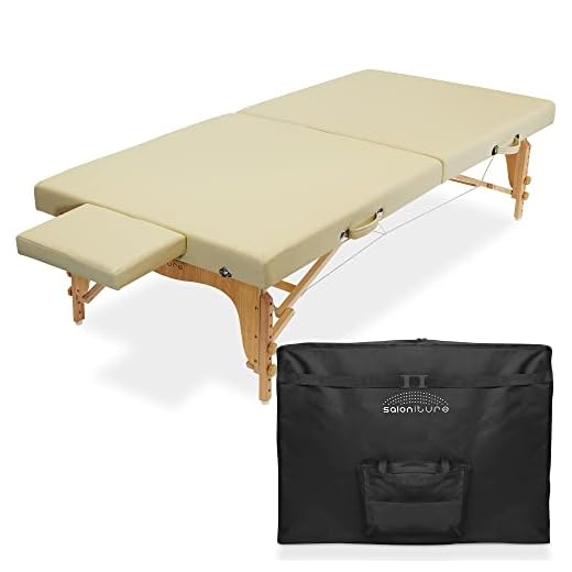 Saloniture Portable Physical Therapy Massage Table - Low to Ground Stretching Treatment Mat Platform - Cream