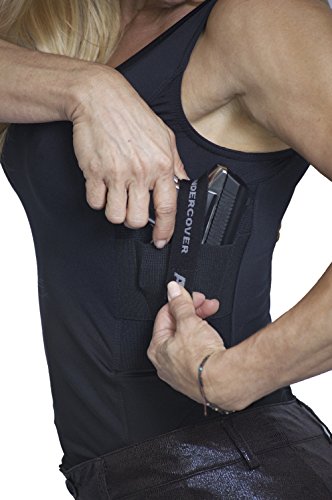 AC UNDERCOVER Women's Concealed Carry Tank Top - Compression Clothing with Holster - Stylish and Secure Gun Holster Shirt for Women - Tactical and Everyday Use - Size Large, 1 Pack, Black