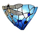  Tiffany aplique de pared E27 Lámpara de pared moderna cabecera cristal de vidrio Colorfull Libélula de diseño interior decorativa iluminación para pasillo del dormitorio de la lámpara de los niños