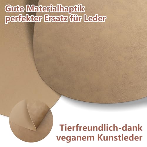 HELI MIAO 6er Set Tischset aus Leder-Imitat，Platzsets abwaschbar und wasserdicht，Platzdeckchen Lederoptik mit Untersetzer… – Ansicht 3