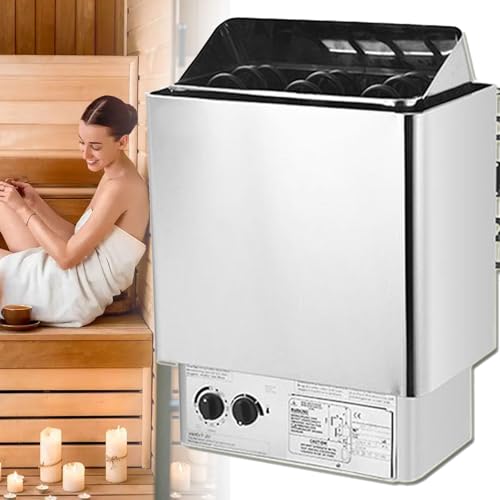 Electric Sauna Heating Stove, Stainless Steel Sauna Heater with Timer & Temperature Adjustable, Wet and Dry Bath Sauna Oven with Internal Controller, for Home Hotel Spa Shower Room,9KW
