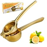 SHIKORI Lemon Squeezer, Large Heavy Duty Handhelp Juicer for Lemon, Stainless Steel Hand Press Citrus Juicer, Lime Squeezer Bar Tool, Manual Citrus Press (Gold)