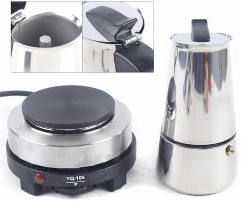 Miniatura 4 de AOOCHU Cafetera de acero inoxidable con estufa eléctrica, percolador Expresso, fácil de limpiar, cocina italiana de inducción, cafetería portátil de
