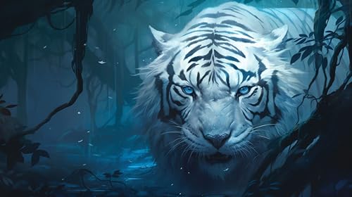 Zgcoyeo Diamond Painting Tigre 5D Pintura Diamante Adultos Niños DIY Cristal Bordado áRbol Pintura Diamante Kit, Square Cuadros de Diamantes Manualidades Decoración Pared Hogar, 70x40cm 9-8