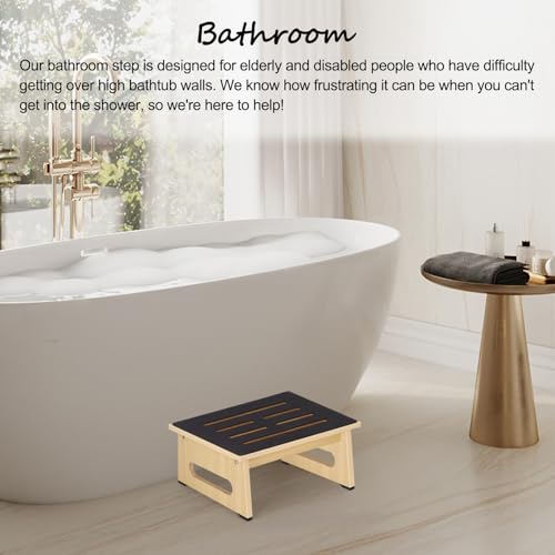 Image of One Step Stool for Adults Seniors with Non-Slip Rubber Stepping Feet, Heavy Duty Platform Step Stools, 6.9 in Portable Bed Steps for High Beds for Bathroom, Bedroom, Kitchen & Kids Bedside Support