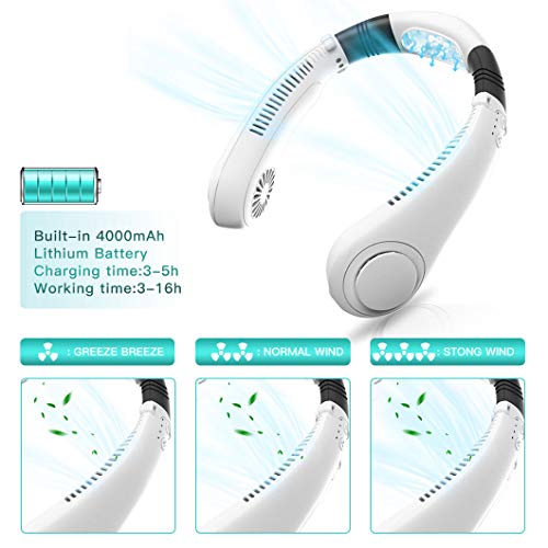 Kapkon Personal Air Conditioners Neck Fan,Hands Free Bladeless Fan,Semiconductor Cooling Portable Neck Fan,4000 Man Battery Operated Wearable Personal Neck Fan,Usb Rechargeable #TOP4