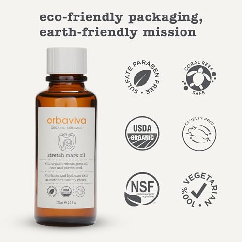 Erbaviva Organic Stretch Mark Oil for Pregnancy, Stretch Marks & Scars - (4 fl oz)