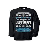 Copytec Xmas BW Luftwaffen Pullover Bundeswehr A400 Flugzeug Weihnachten Pulli #38487, Größe:XXL, Farbe:Schwarz