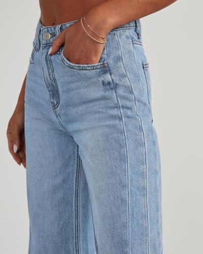 Wide Leg Baggy Jean for Women High Waisted Straight Leg Strechy Flare Raw Hem Loose Denim Pants Casual Baggy Jeans4