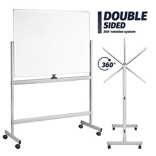 Innovart Mobile Whiteboard 48" X 36", 360° Reversible Double Sided Magnetic Dry Erase Board With Portable Rolling Stand On Wheels, Easel Standing Board With Aluminum Frame. #TOP3