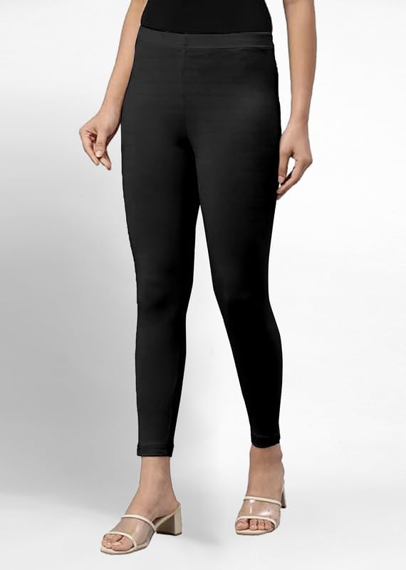 Image of TRENDMALLS Women's Super Combed Cotton Elastane Stretch Ankle Length Leggings with Ultrasoft Waistband