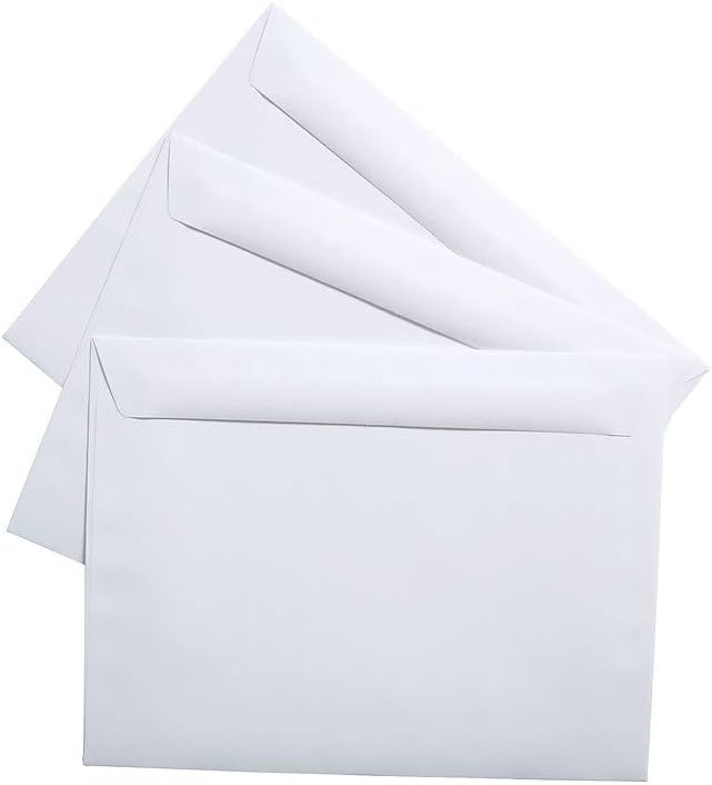 Staples Booklet Envelopes, 9" × 12", Side‑Opening, White Wove Paper, Durable Construction, 100/Box