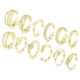 WAINIS 12pcs Toe Rings for Women Non Tarnish Toe Ring Set Simple Cute Open Adjustable Band Toe Ring Hawaiian Beach Summer Foot