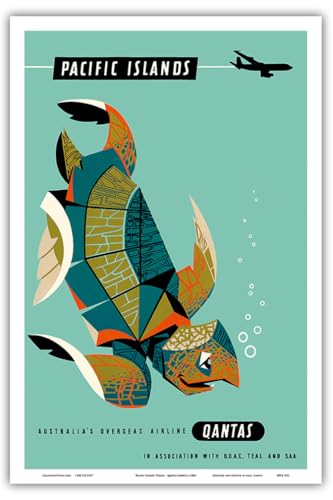 Pacific Islands - Qantas Airways - Green Sea Turtle Poster Print