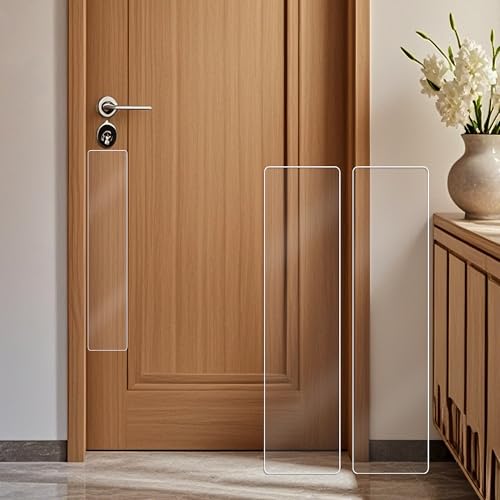 2 PCS 4x17 Door Protector from Dog Scratching Self-Adhesive Stainless Steel Door Kick Plate with Rounded Corners Anti-Scratch Guard for Dogs & Cats