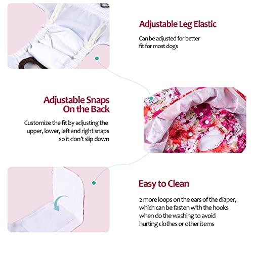 Image of CuteBone Female Dog Diapers with Skirts 3 Pack Reusable Puppy Dresses Pants for Heat Cycle Period QBD03XL