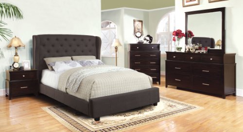 Furniture Of America Callista Flax Fabric Bed With Wingback Tufted Headboard Design, Eastern King, Gray #TOP1