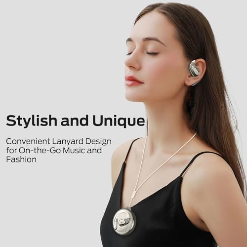 Image of Monster Open Ear Headphones AC330, Wireless Earbuds Bluetooth 5.4 with Clear Talk, Stylish Rotating Case with Lanyard, Type-C Charging, Comfort Fit, 24H Playback, IPX5 Water Resistant, White