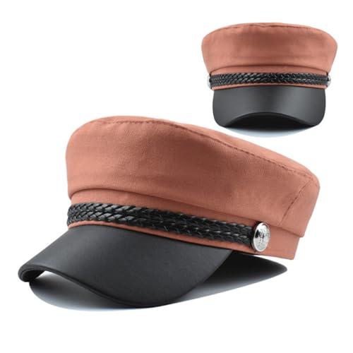 Béret pour femme rétro orange - Casquette de baseball hivernale à structure solide