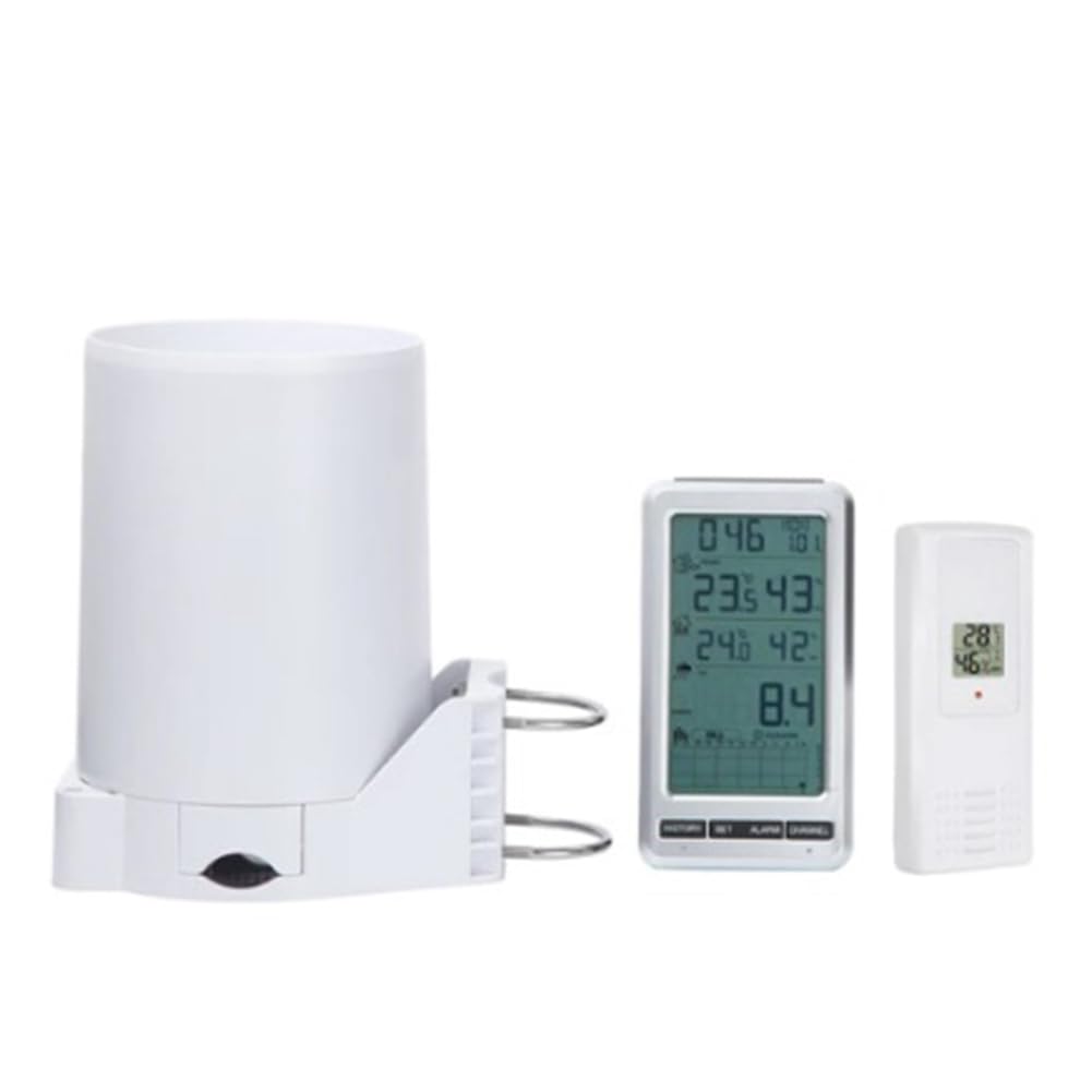 Kabelloser Digitaler Regenmesser mit Selbstentleerendem Kollektor, Wetterstation, Niederschlagsverlaufswarnungen, EU-Stecker, Langlebig, Einfache Installation