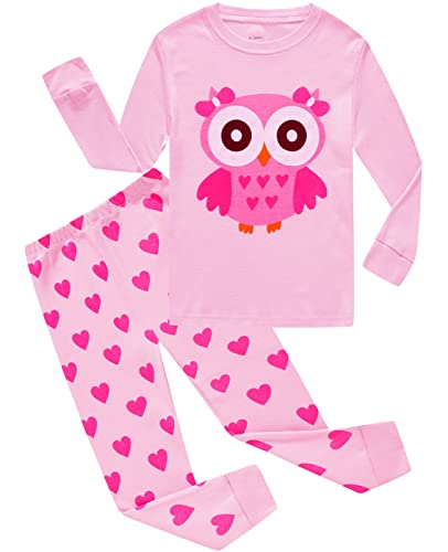 Dolphin&Fish Girls Pajamas Owl Little Kids Pjs Sets 100% Cotton Toddler Sleepwears Size 10 Pink #TOP24