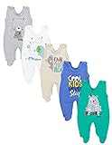 Baby Strampler mit Aufdruck im 5er Pack. Farblich abgestimmte Sets für Mädchen und Jungs