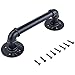 Kutir Industrial 9 Inch Pipe Door Pull Handle - Rustic Vintage Gab Bar for Barn Door, Towel Bar, Antique, Cast Iron, Black Color - Great for Sliding Door, Garage, Front Door, Farmhouse, DIY